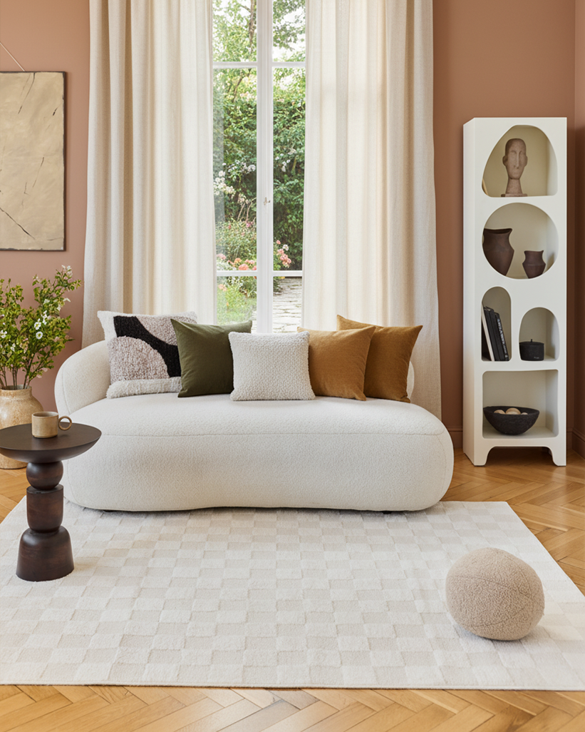 Alfombra Terra Crema Cuadros