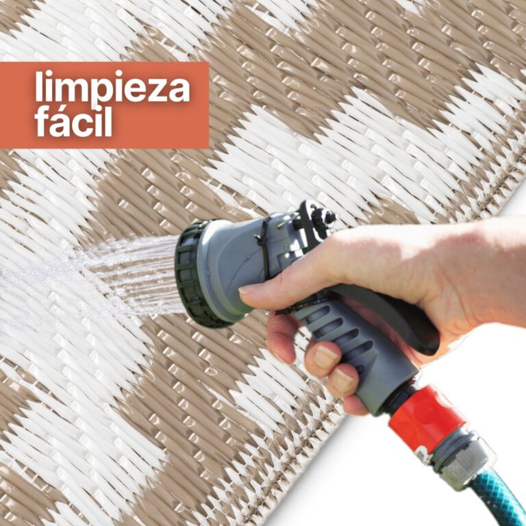 Alfombra Ibiza Exterior Reversible Impermeable Beige Blanco