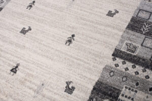 Alfombra Sari Gris Crema Étnico Marco