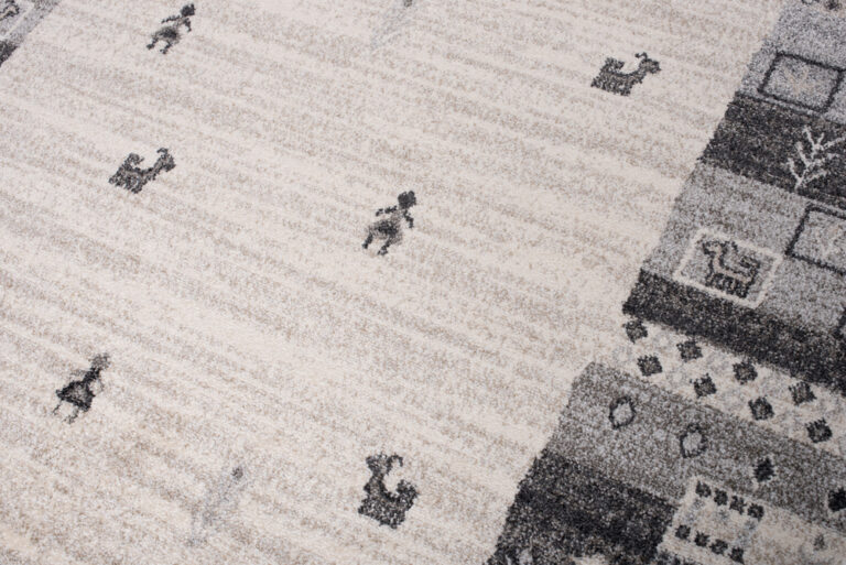 Alfombra Sari Gris Crema Étnico Marco