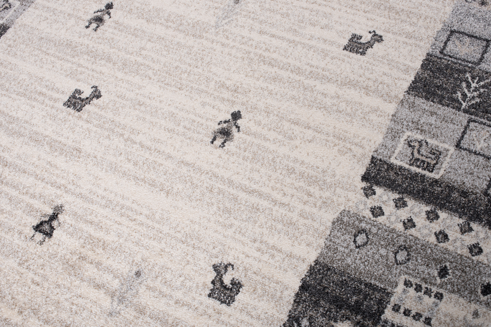 Alfombra Sari Gris Crema Étnico Marco