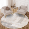 Alfombra Crystal Redonda Gris Beige Crema Rayas