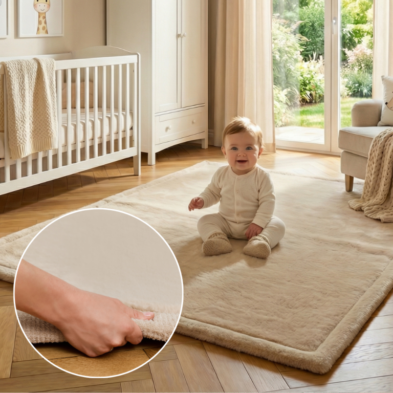 Alfombra Infantil Fluffin Cuadrada Beige