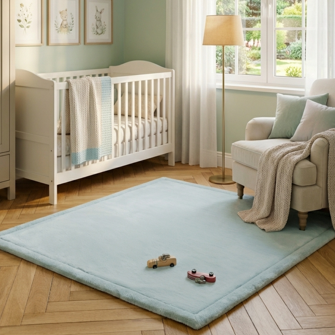 Alfombra Infantil Fluffin Cuadrada Azul