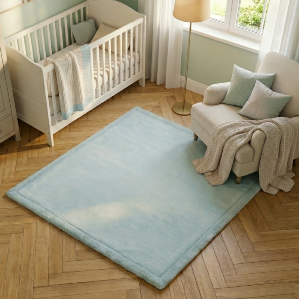 Alfombra Infantil Fluffin Cuadrada Azul