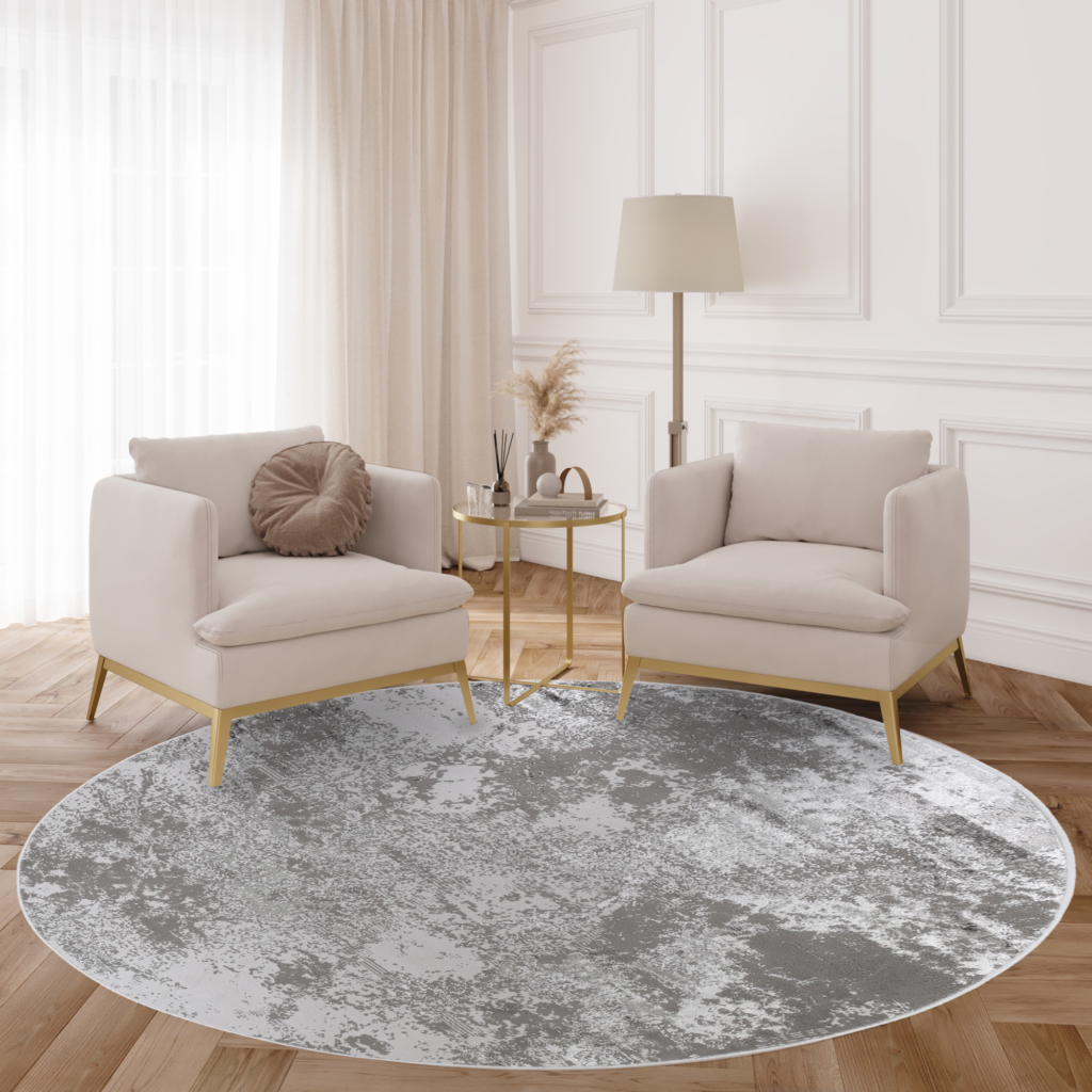 Alfombra Crystal Redonda Gris Claro Mármol