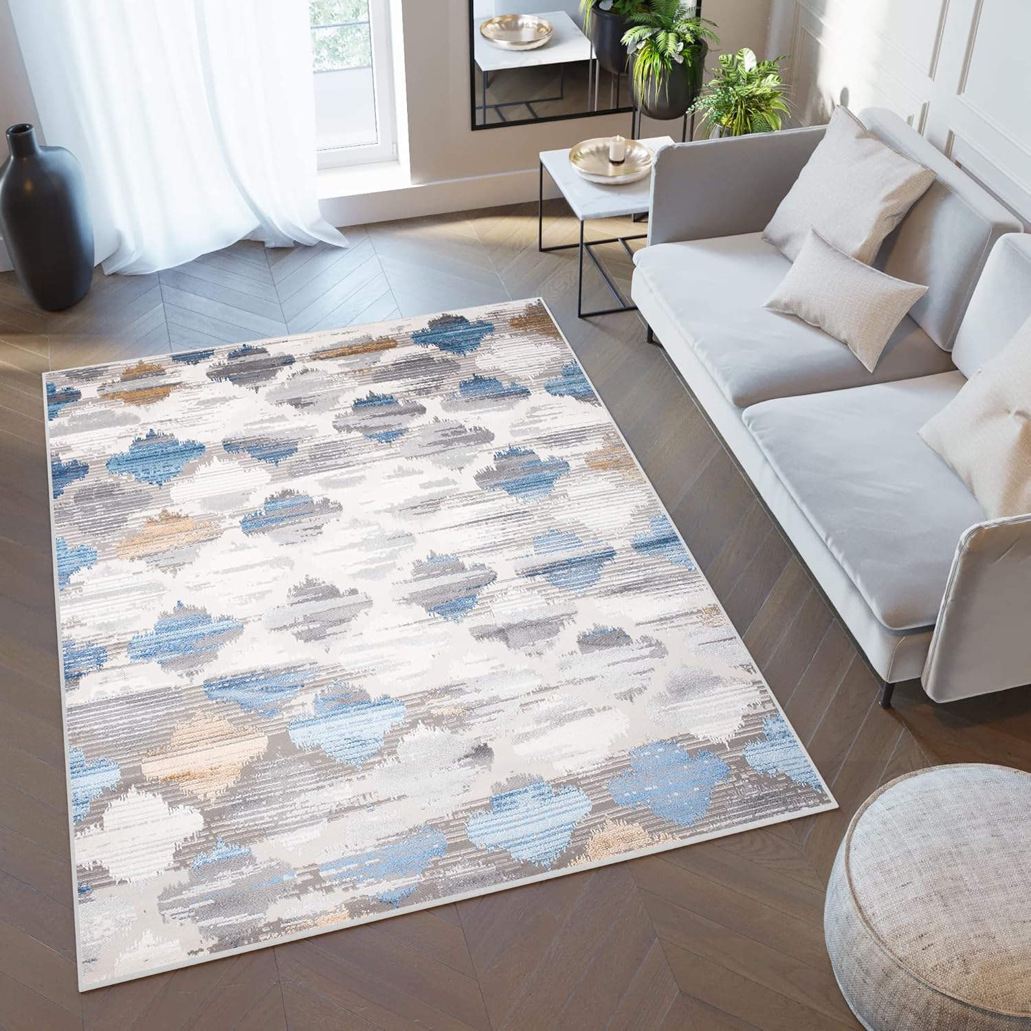 Alfombra Valley Gris Azul Trébol Marroquí