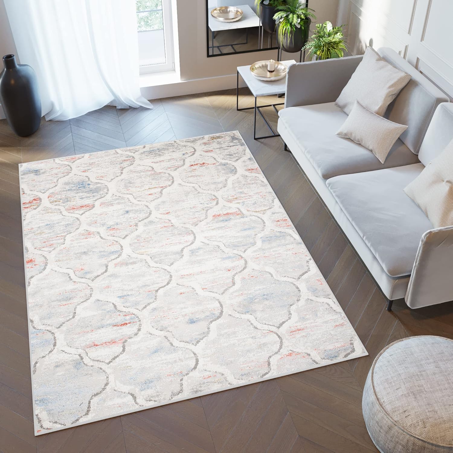 Alfombra Valley Gris Salmón Trellis Marroquí