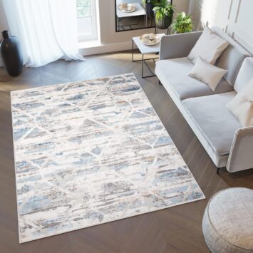 Alfombra Valley Gris Azul Geométrico Moteado