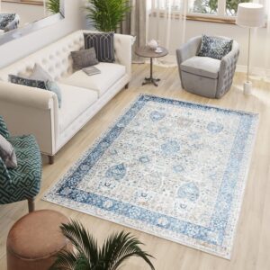 Alfombra Valley Gris Azul Ornamental Vintage