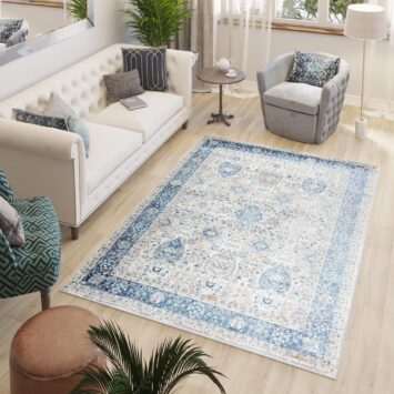 Alfombra Valley Gris Azul Ornamental Vintage