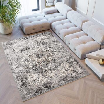 Alfombra Valley Gris Oscuro Vintage Rosetón