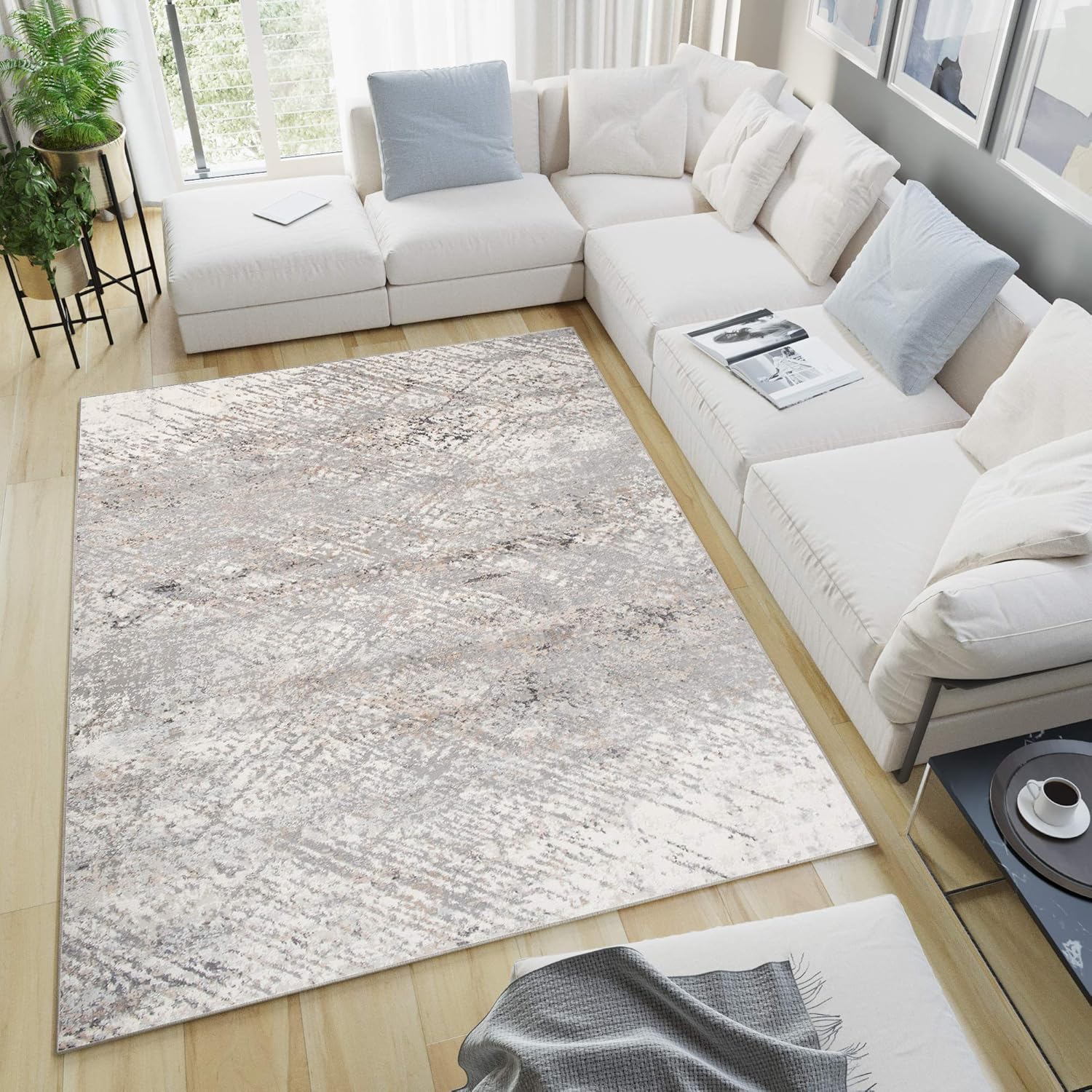 Alfombra Valley Gris Oscuro Abstracto Líneas