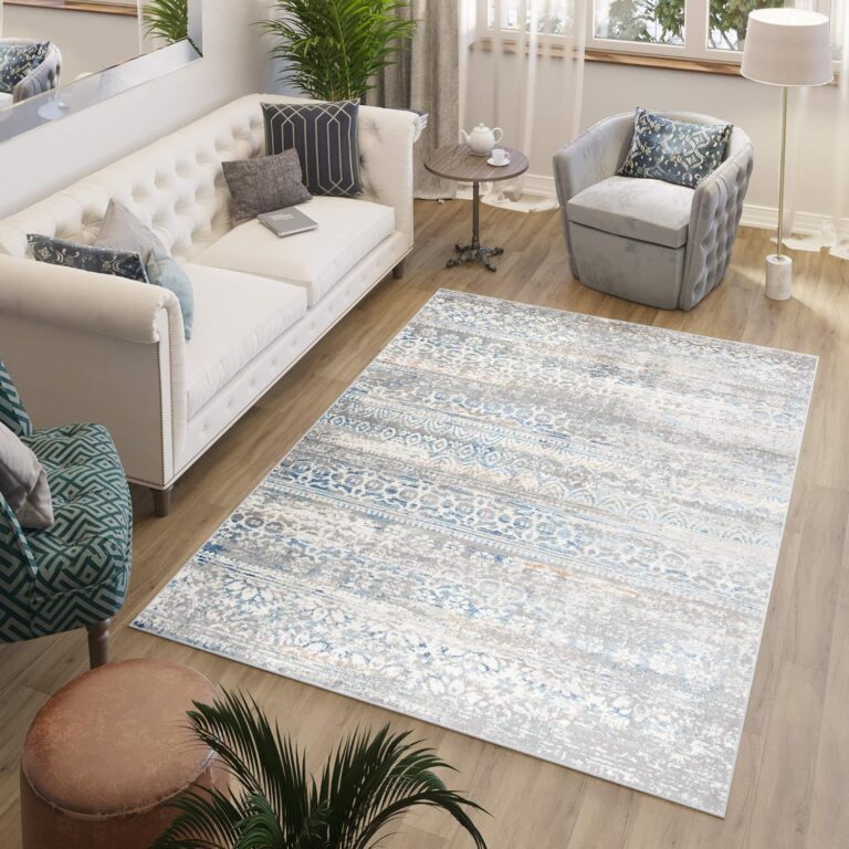 Alfombra Valley Gris Azul Floral Vintage