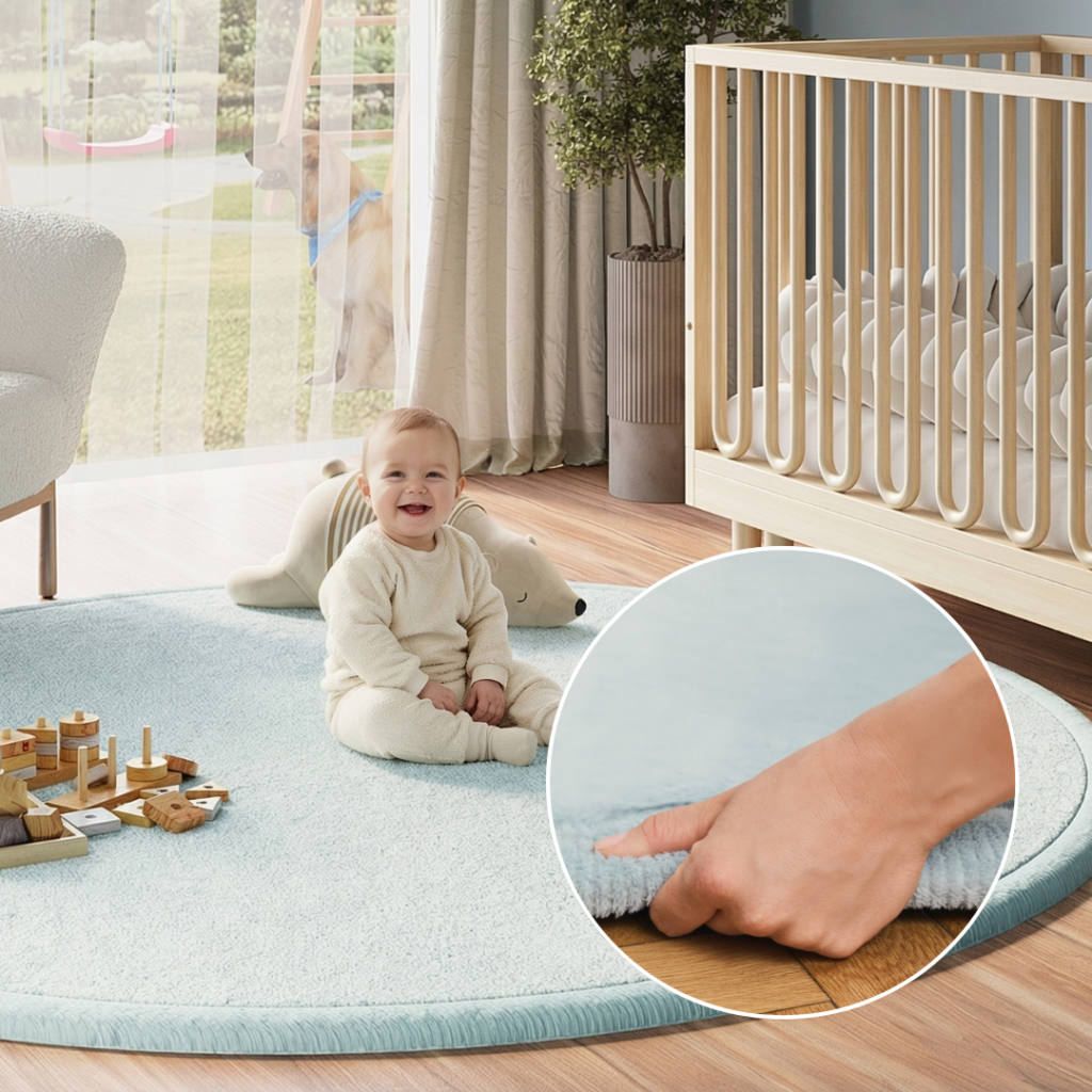 Alfombra Infantil Fluffin Redonda Azul