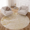 Alfombra Crystal Redonda Beige Dorado Crema Mármol