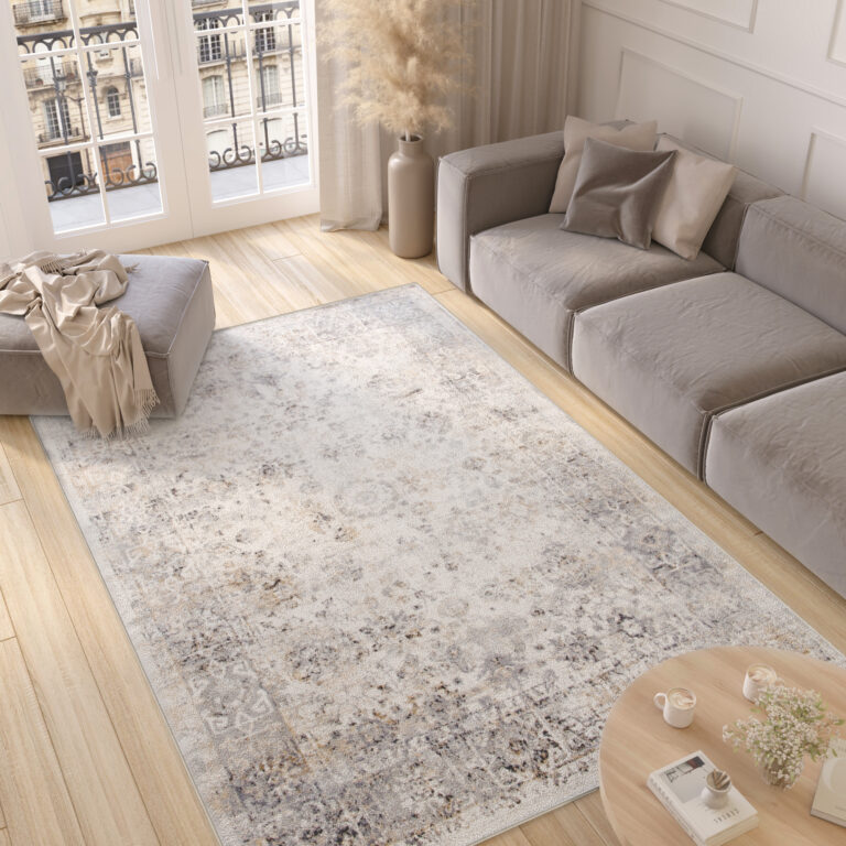 Alfombra Valley Gris Beige Ornamental Borde