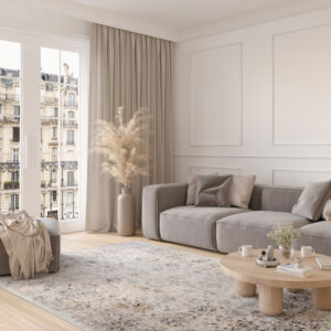 Alfombra Valley Gris Beige Ornamental Borde