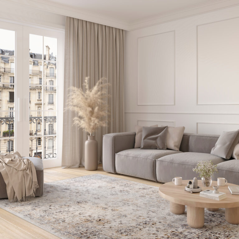 Alfombra Valley Gris Beige Ornamental Borde