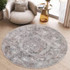 Alfombra Valley Redonda Gris Beige Vintage Ornamental
