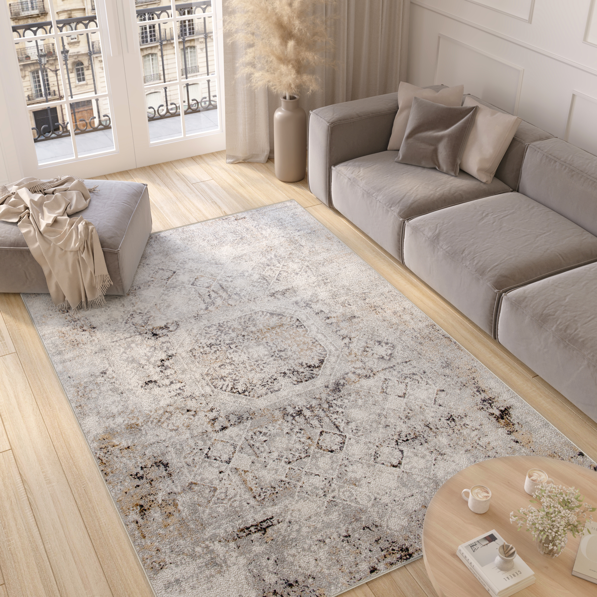 Alfombra Valley Gris Beige Vintage Ornamental