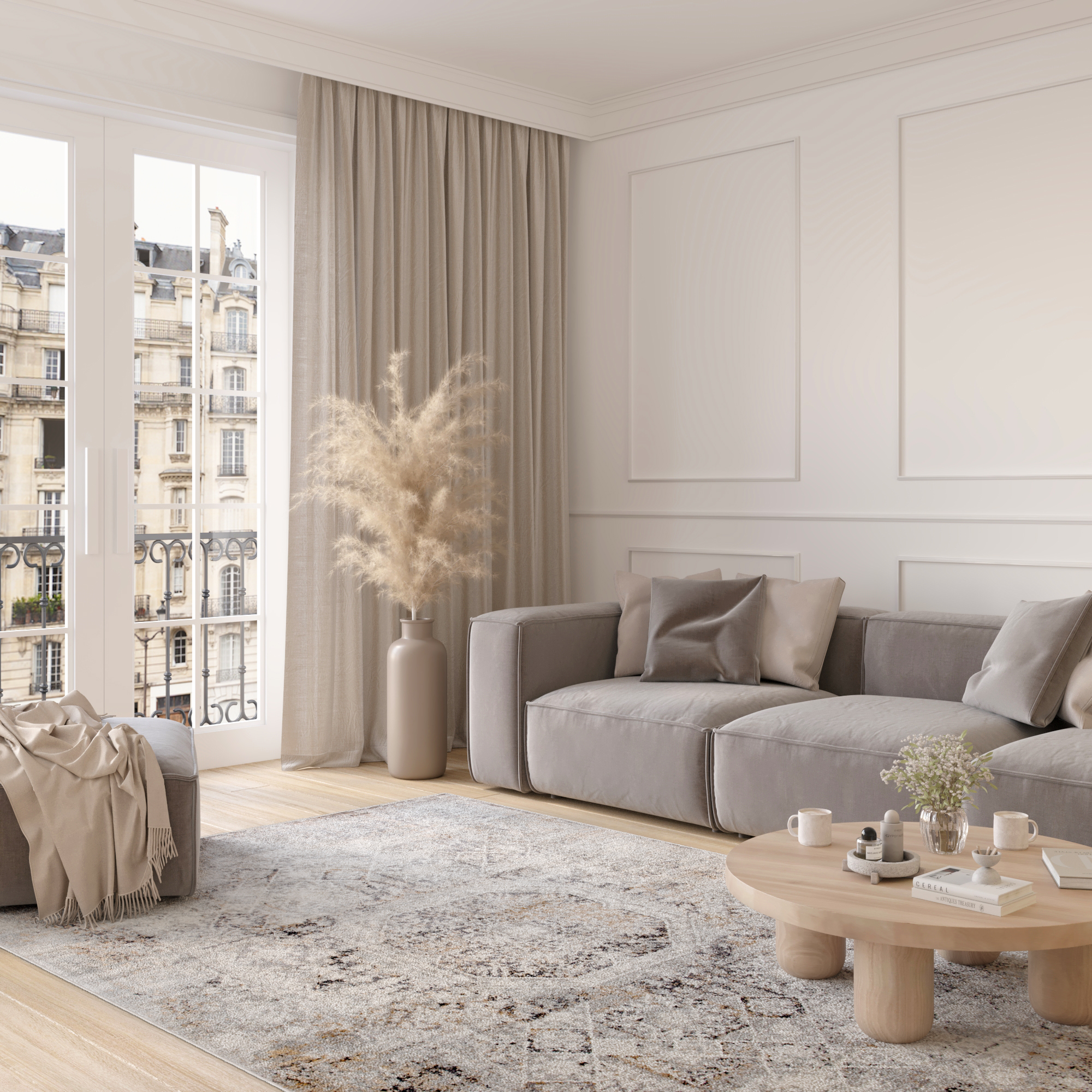 Alfombra Valley Gris Beige Vintage Ornamental