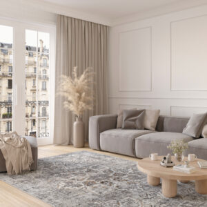 Alfombra Valley Gris Oscuro Floral Rosetón