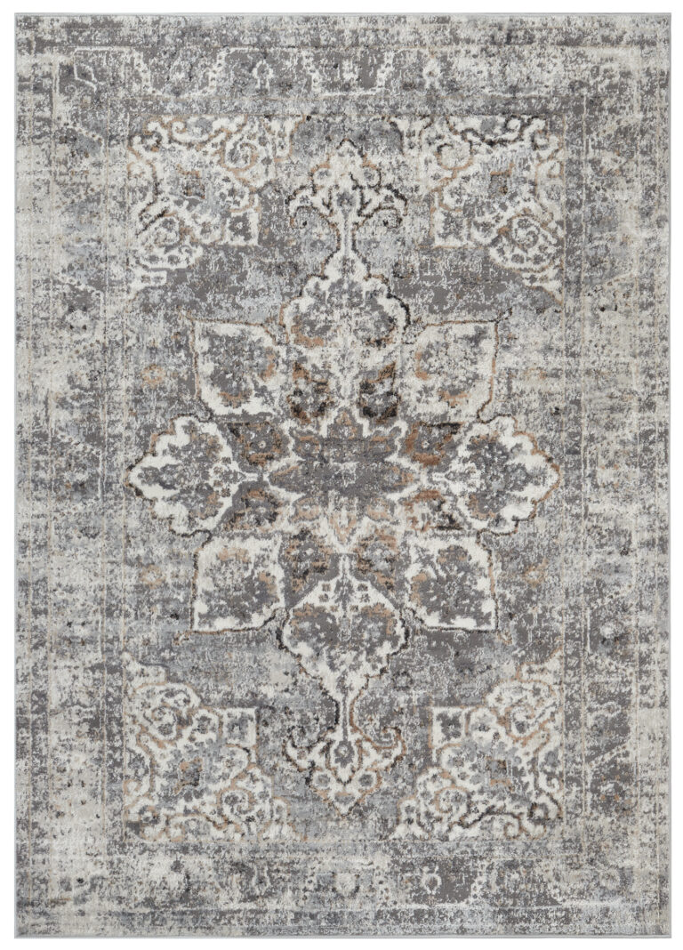 Alfombra Valley Gris Oscuro Floral Rosetón