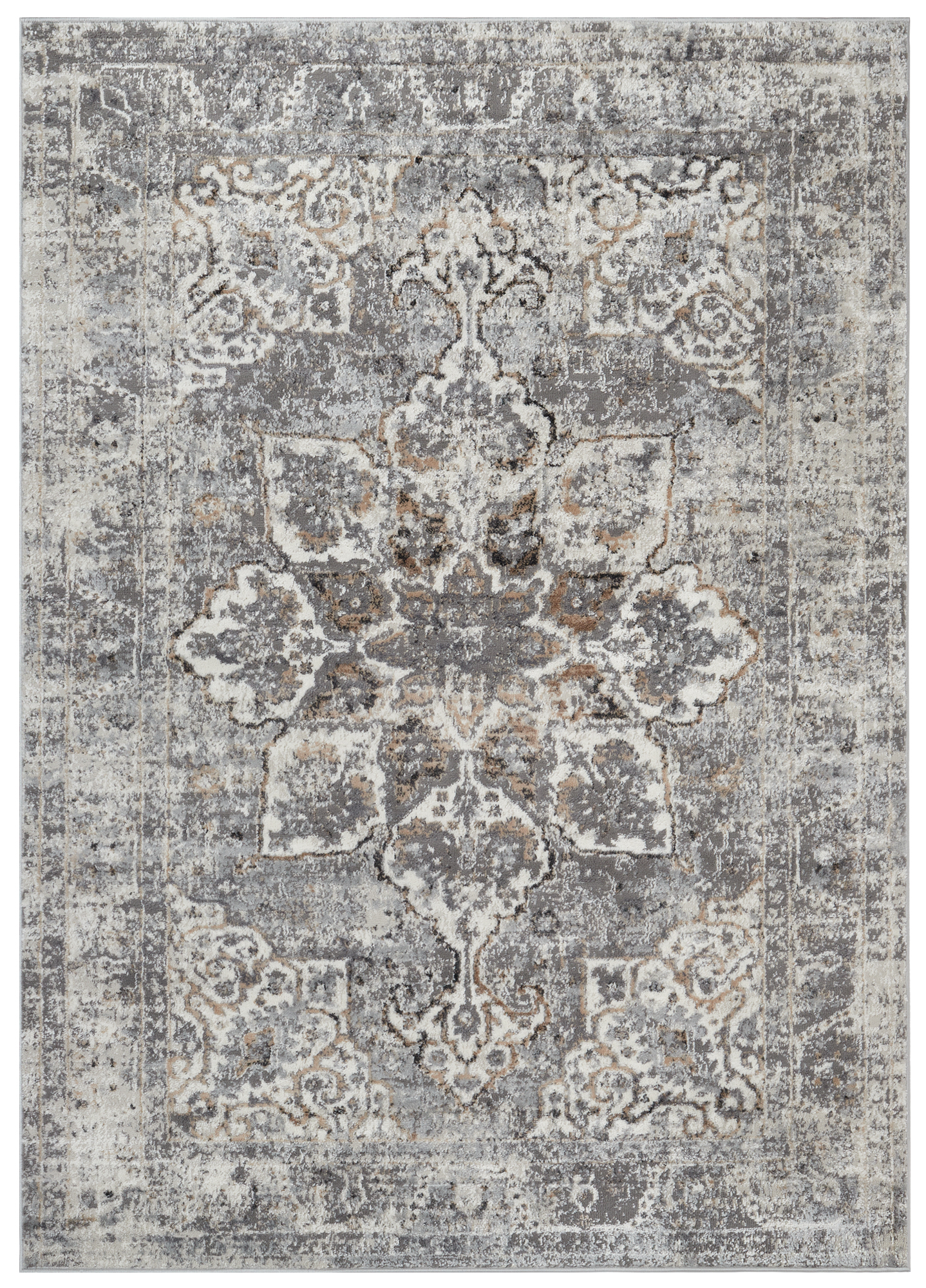 Alfombra Valley Gris Oscuro Floral Rosetón