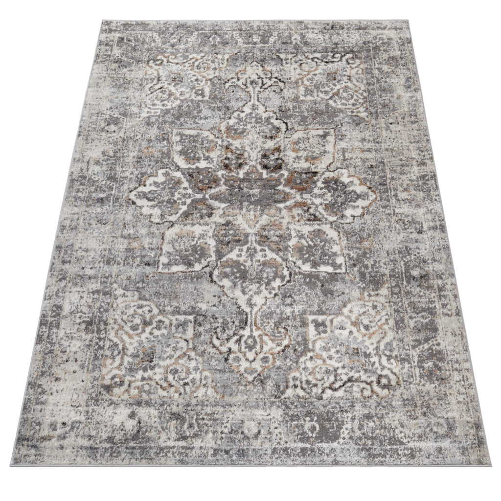 Alfombra Valley Gris Oscuro Floral Rosetón