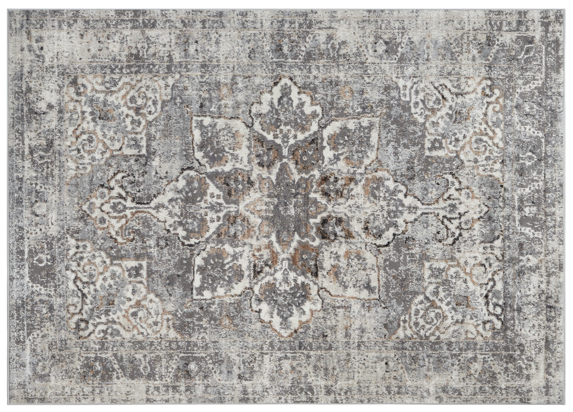 Alfombra Valley Gris Oscuro Floral Rosetón