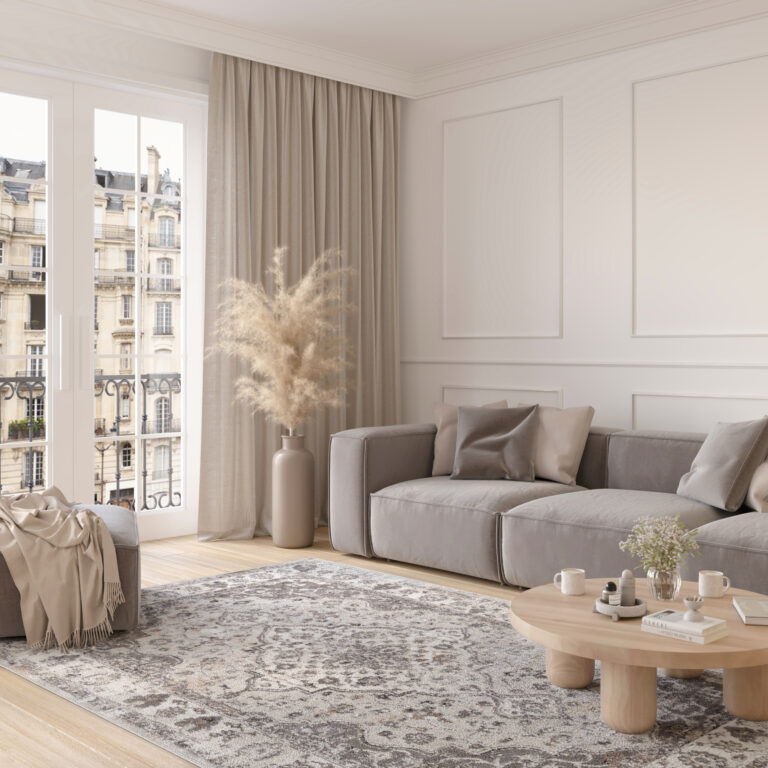 Alfombra Valley Gris Oscuro Vintage Borde