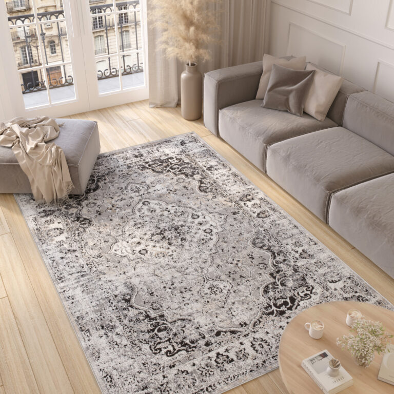Alfombra Valley Antracita Vintage Rosetón