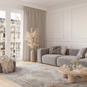 Alfombra Valley Gris Rojo Ladrillo Vintage Ornamental