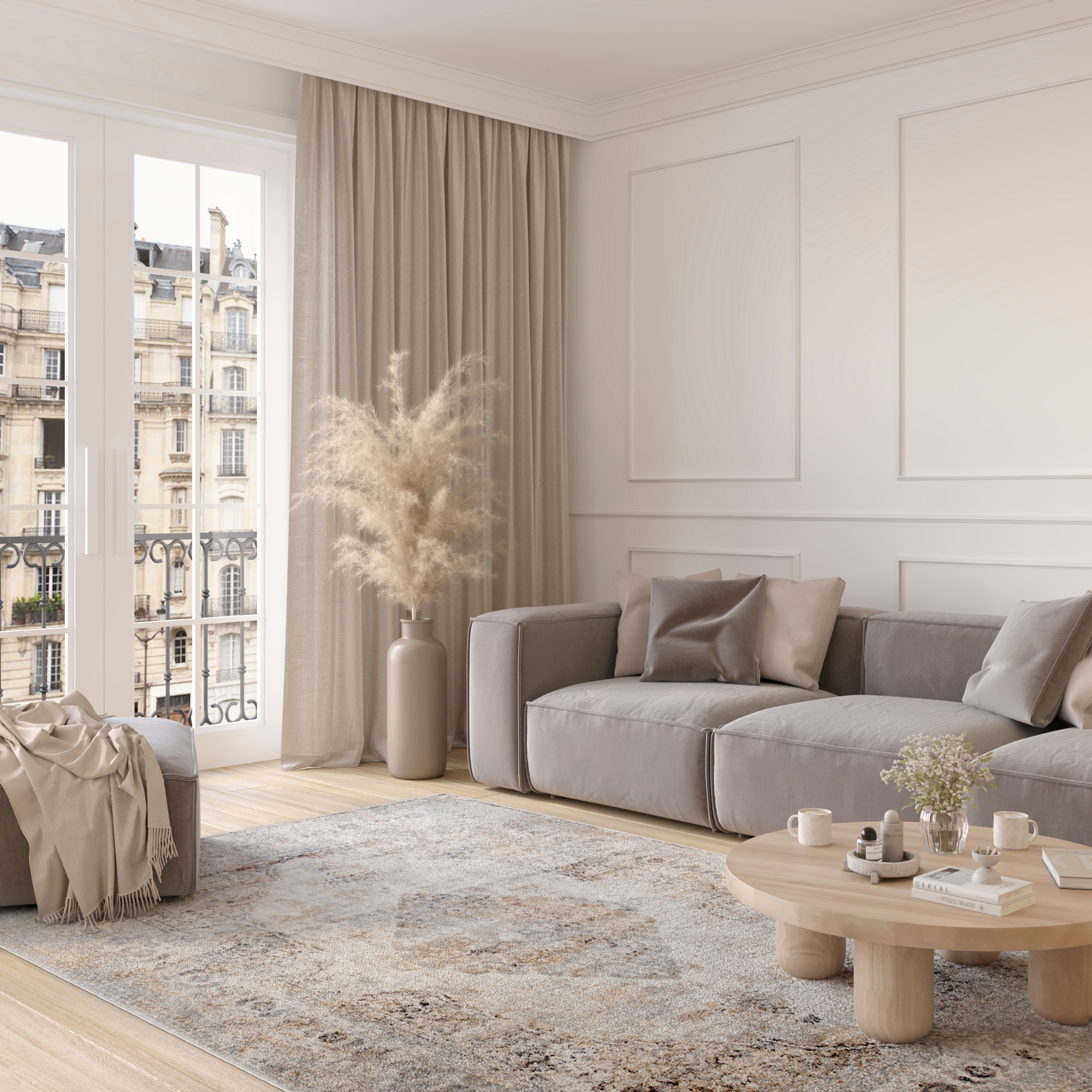 Alfombra Valley Gris Rojo Ladrillo Vintage Ornamental