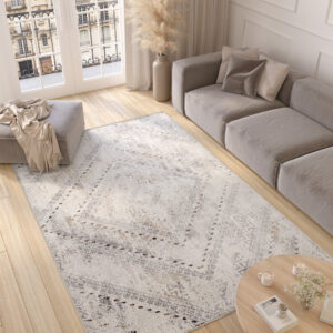 Alfombra Valley Gris Vintage Étnico Diamantes