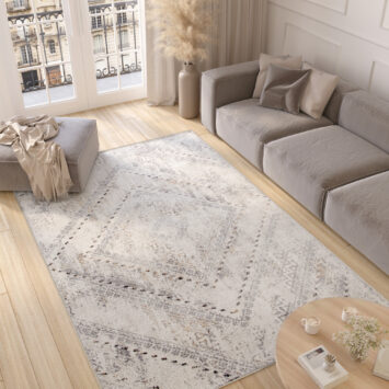 Alfombra Valley Gris Vintage Étnico Diamantes