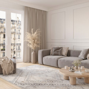 Alfombra Valley Gris Vintage Étnico Diamantes