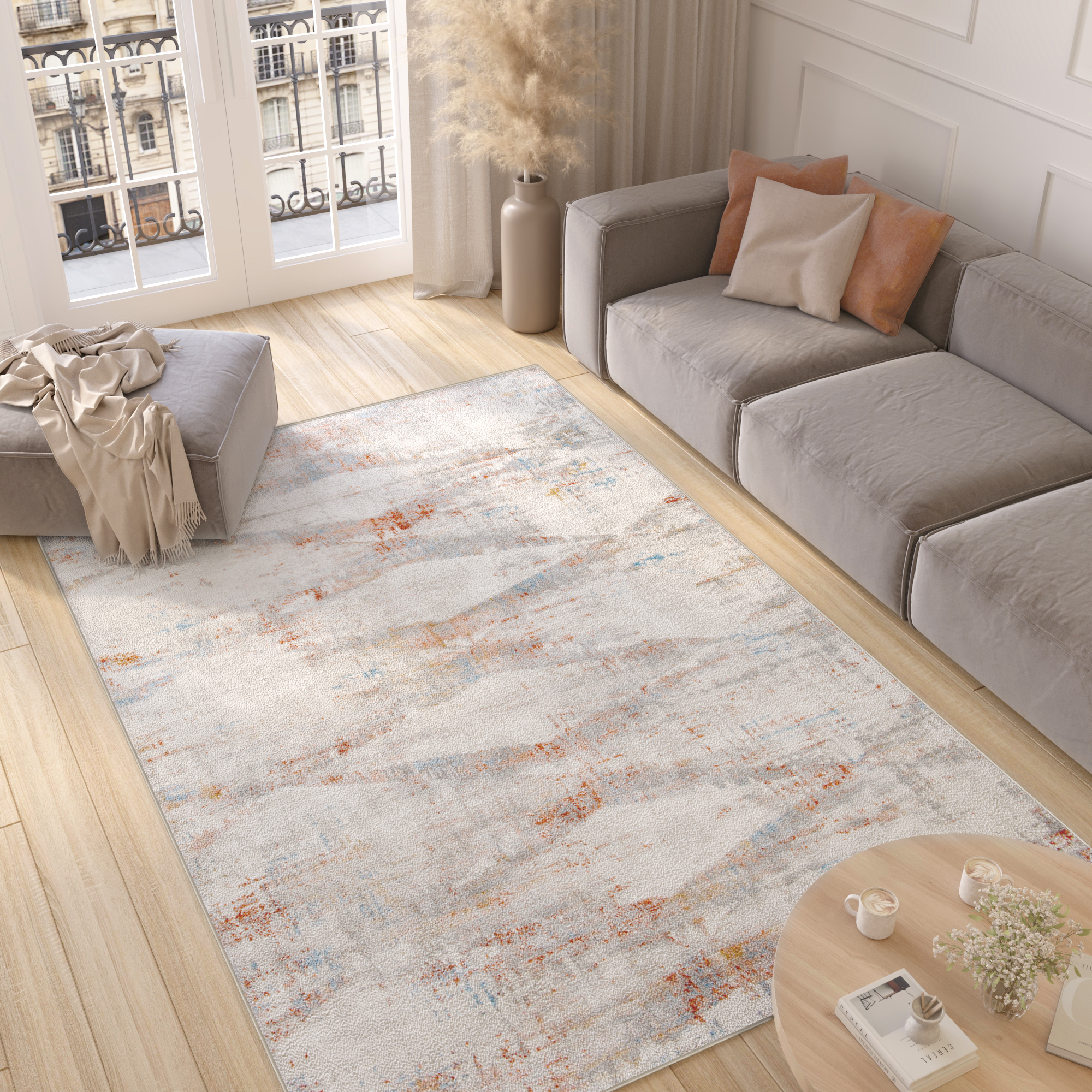 Alfombra Valley Gris Salmón Geométrico