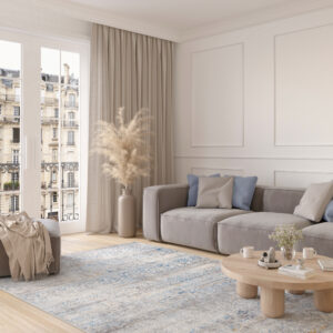 Alfombra Valley Gris Azul Floral Vintage