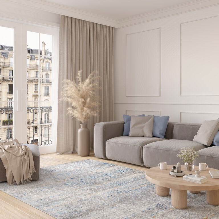 Alfombra Valley Gris Azul Floral Vintage