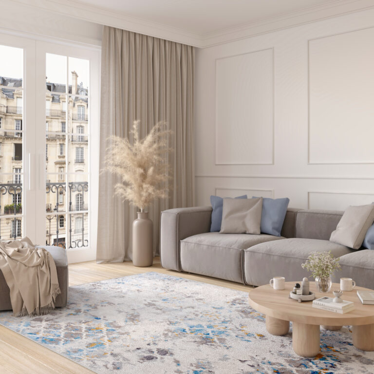 Alfombra Valley Gris Azul Vintage Trellis