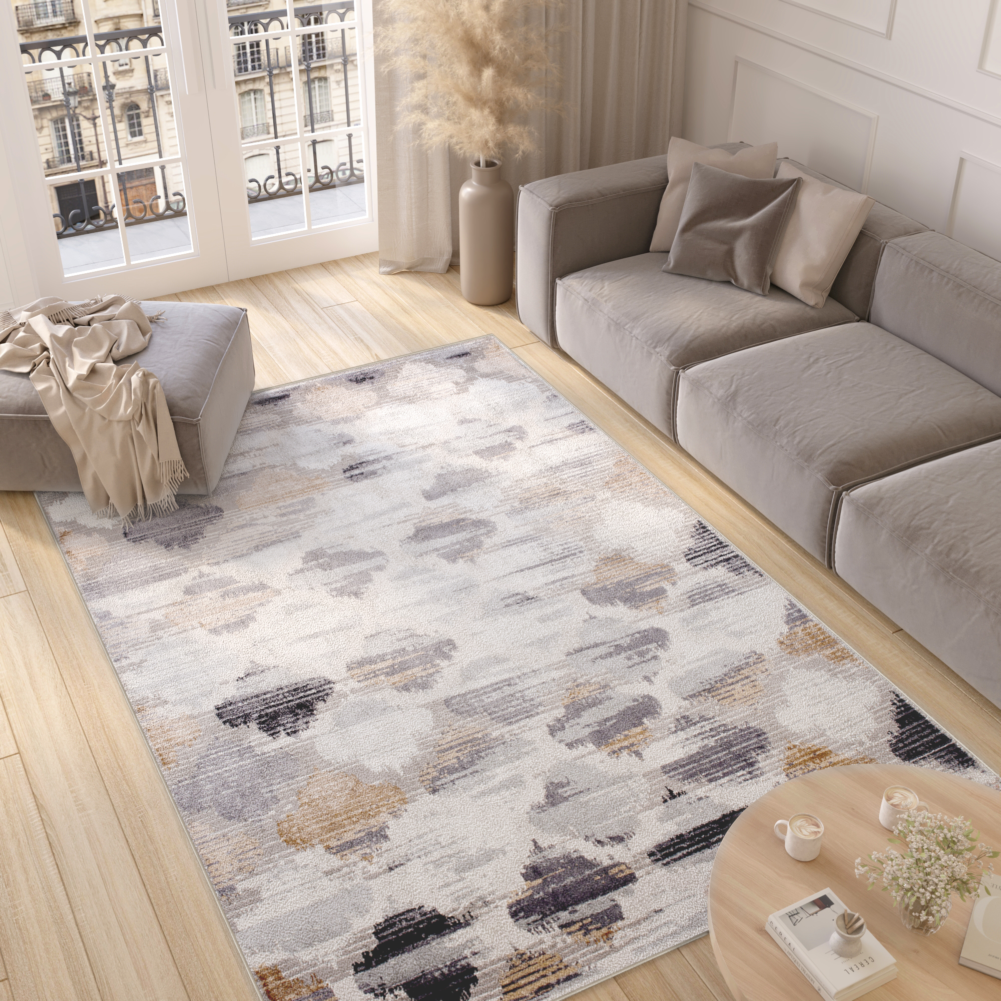 Alfombra Valley Gris Rojo Ladrillo Trébol Marroquí