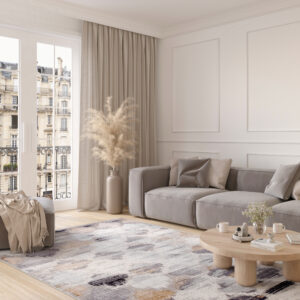 Alfombra Valley Gris Rojo Ladrillo Trébol Marroquí