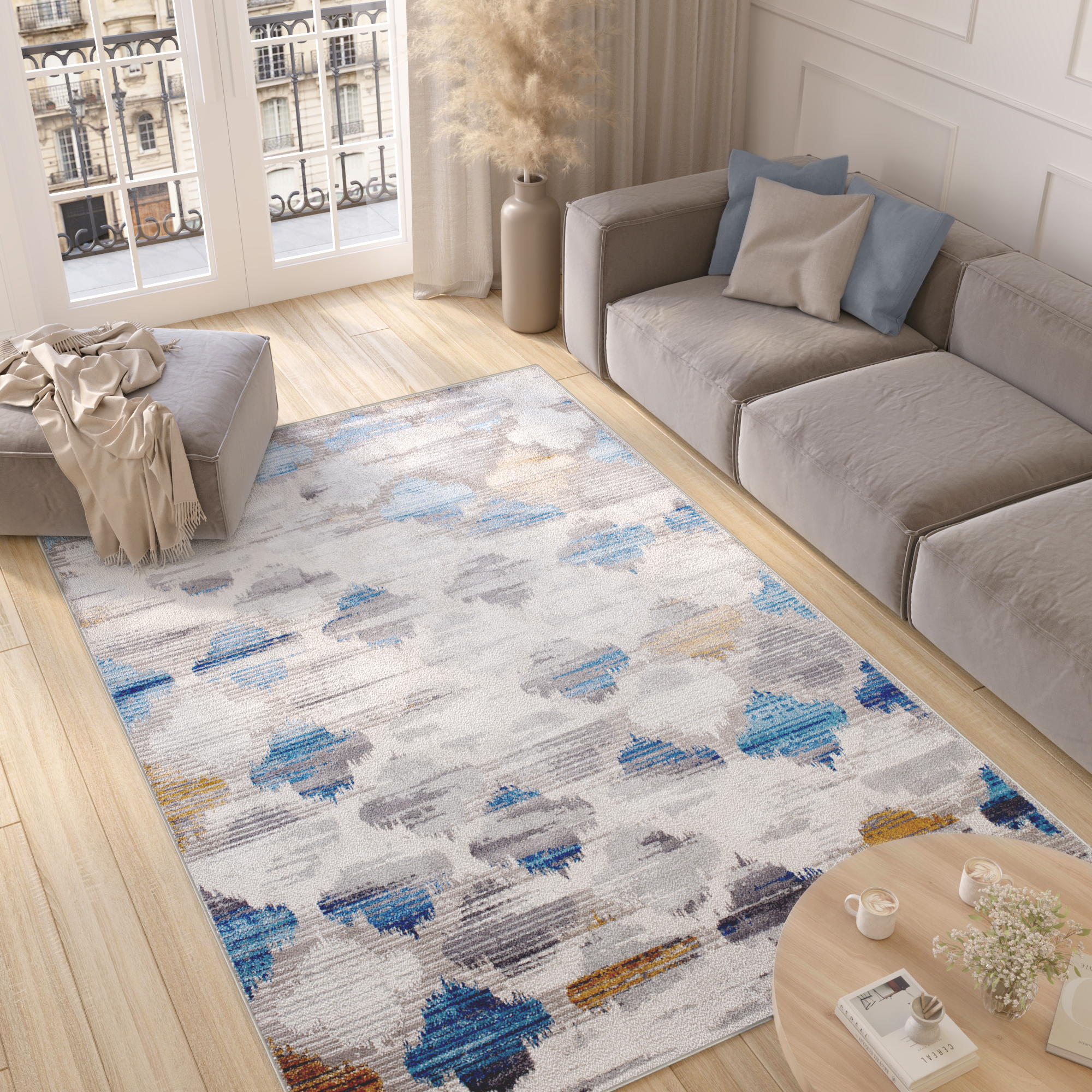 Alfombra Valley Gris Azul Trébol Marroquí