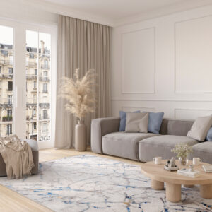 Alfombra Valley Gris Azul Moderno Líneas