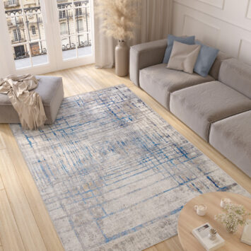 Alfombra Valley Gris Azul Abstracto Líneas