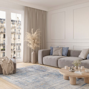 Alfombra Valley Gris Azul Abstracto Líneas