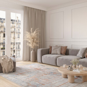 Alfombra Valley Gris Salmón Abstracto Líneas