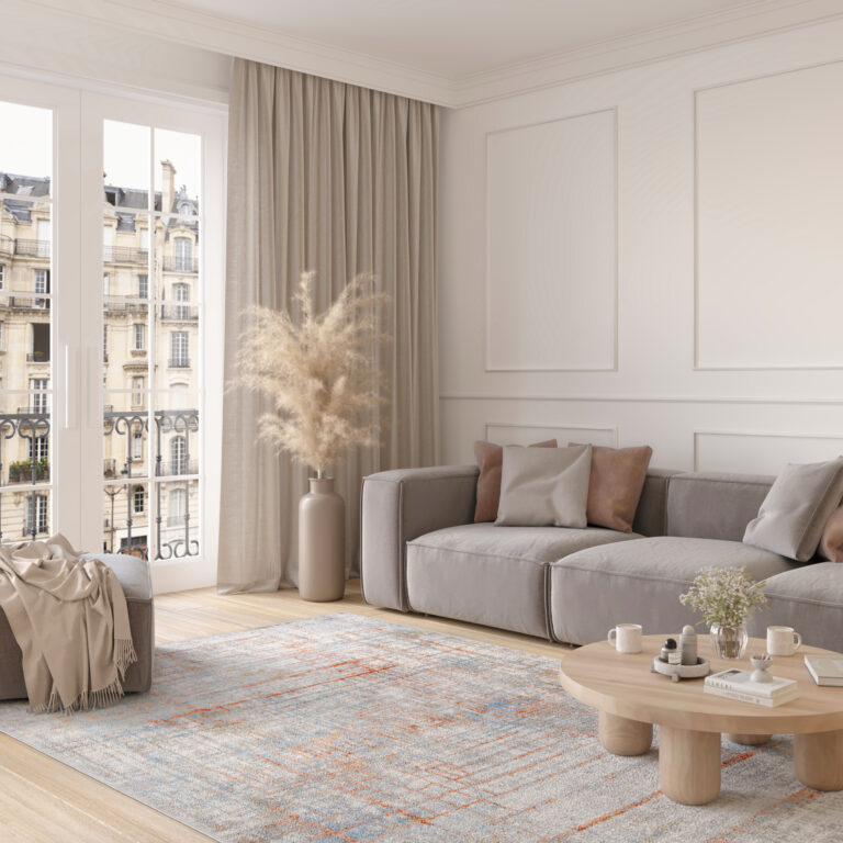 Alfombra Valley Gris Salmón Abstracto Líneas